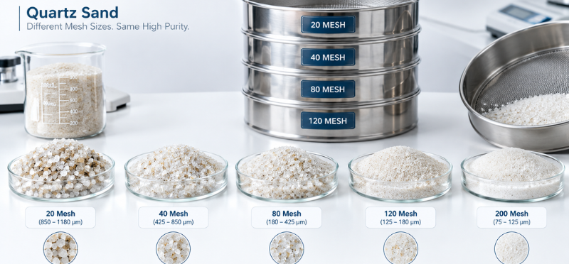 quartz sand mesh size comparison chart for buyer specifications